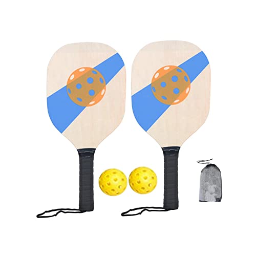 Wooden Set with Cushion Grip Beginner Racket 40cm Long 19cm Wide 2 Paddles 2 s Portable