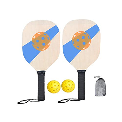 Wooden Set with Cushion Grip Beginner Racket 40cm Long 19cm Wide 2 Paddles 2 s Portable