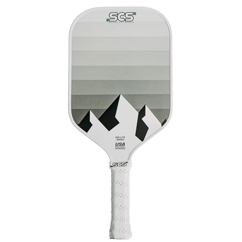 SCS Carbon Fiber Pickleball Paddle – USAPA Approved 2024 – Lightweight, Enhanced Spin, Sure-Grip Handle – Evo-Lite Series for Intermediate Players - color: Glacier