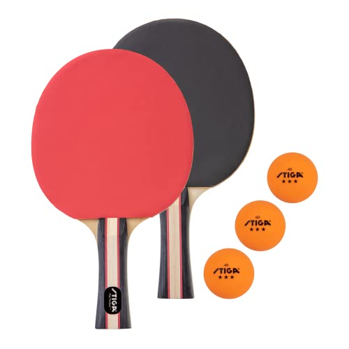 STIGA Performance 2 or 4 Player Table Tennis Set – USATT Approved Rackets and 3-Star Balls – 5-Ply Blade & Flared Handle – Perfect for Skill Development - style: 2 Player Set