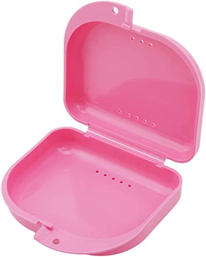 Generic Mouth Guard Case Orthodontic Retainer Box Denture Storage Container, Pink Durable and Professional