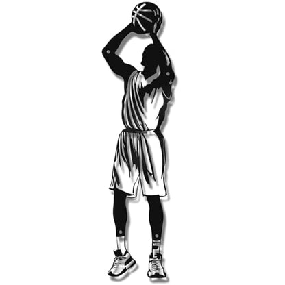 Paquesta Basketball Wall Decor Metal Art Wall Mounted Basketball Hoop Sculpture with Soccer Player Styles, Basketball Gifts for Boys, Men ，Basketball Room Decor
