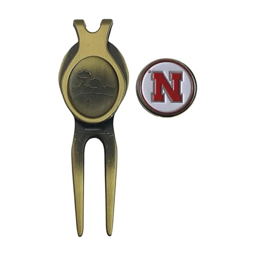 Divot Repair Tool Removable Magnetic Ball Marker-Best Divot Fixer - style: NEBRASKA CORNHUCKERS