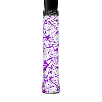 Supacaz Super Sticky Kush Neon Purple Splat Tennis Overgrip - Racket Dry Overwrap - Racquet Grip Tape - Over Grip Wrap - 3pk