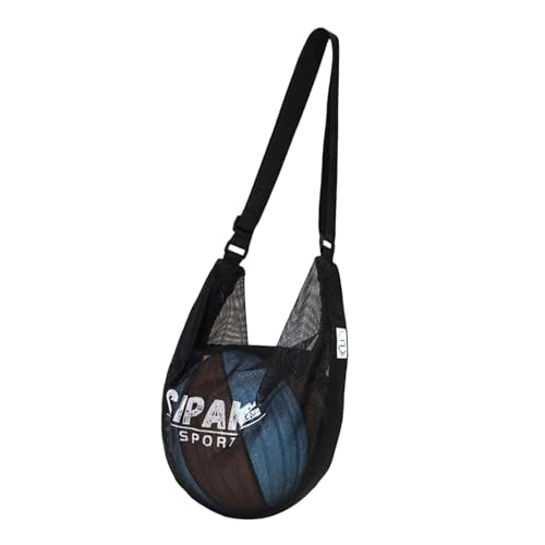 Basketball Carrying Bag with Multiple Compartment Adjustable Shoulder Strap Nylon Crossbody Bag for Training - color: Black