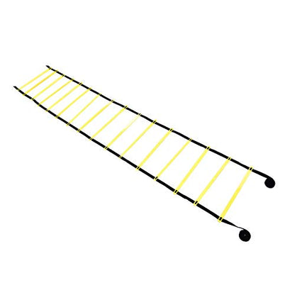 Agility Ladder Speed Ladder Training, 16 Rung Adjustable Flat Plastic Rungs with Durable Nylon Straps for Football Rugby Tennis Baseball Sports - color: Yellow