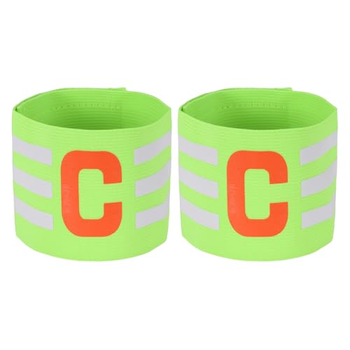 Captain Arm Bands for Soccer, Soccer Captain C Armband, Classic Striped Elastic Protective Arm Badge Player Bands - color: Fluorescent Green