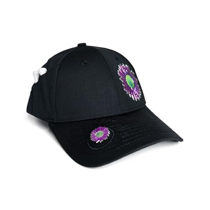 Ladies Adjustable Hats - Tee Holder with Tees & Bill Magnet with Ball Marker - 100% Custom Made - color: Black Out, style: Offset