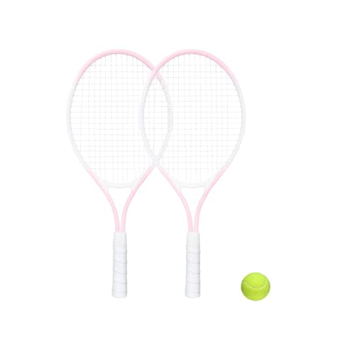 Children's Tennis Racket for 2 Players, Suitable for Beginners, pre Worn 27 inch Lightweight Children's Racket, Suitable for Boys and Girls, Equipped with Tennis - color: Pink