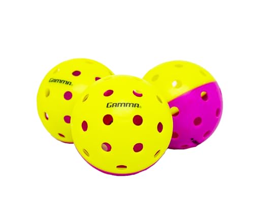 Gamma Two Tone Training Pickleball Balls, High Visibility Outdoor Pickleballs, Ideal for All Levels of Play, Green/Purple 6 Bag
