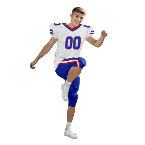 Youth Football Practice Jersey, Custom Blank Kids Practice Football Uniform Sportswear for Boys Training Games - color: Royal Blue Red White