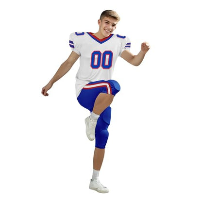 Youth Football Practice Jersey, Custom Blank Kids Practice Football Uniform Sportswear for Boys Training Games - color: Royal Blue Red White