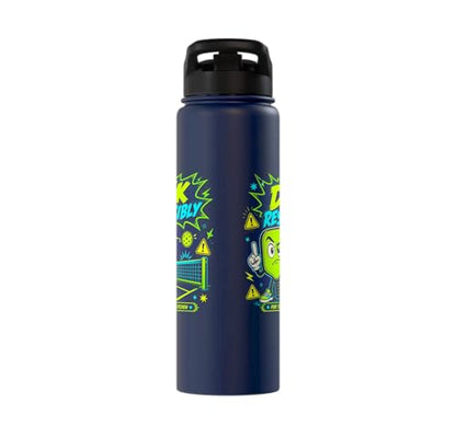 Dink Responsibly Pickleball Kitchen Court Stainless Steel Insulated Water Bottle - color: Navy Blue