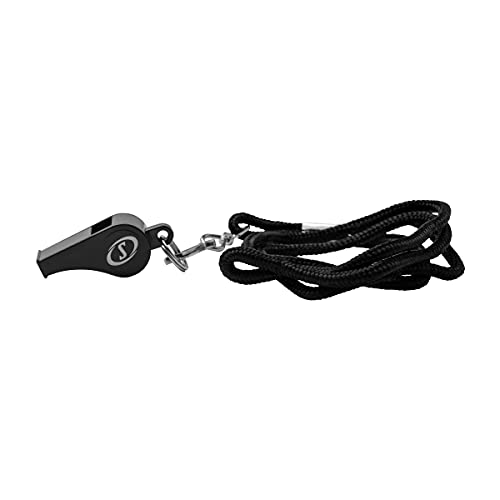 Spalding Sports Whistle with Lanyard | Ideal for Coaches, Referees & Officials | Available in Plastic or Metal - color: Plastic - 2 Pack - Black