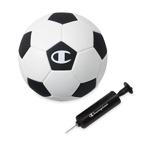 Champion Soccer Ball Youth & Adult – Matte Finish, 32-Panel Design, Enhanced Control, Sizes PVC Cover, Sizes 3,4 and 5 for Indoor & Outdoor Training, Includes 6" Pump - color: Classic White/Black, size: 3