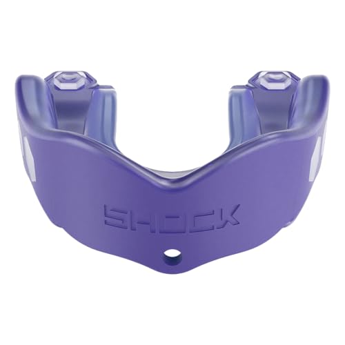 Shock Doctor Mouth Guard Sports, Hockey, Lacrosse, Baseball, Wrestling Moutguard, Gel Max Heavy Duty Protection & Custom Fit, Football Mouth Guard with Strap, Adult & Youth Mouthguard - color: Purple, size: Youth, style: Non-flavored