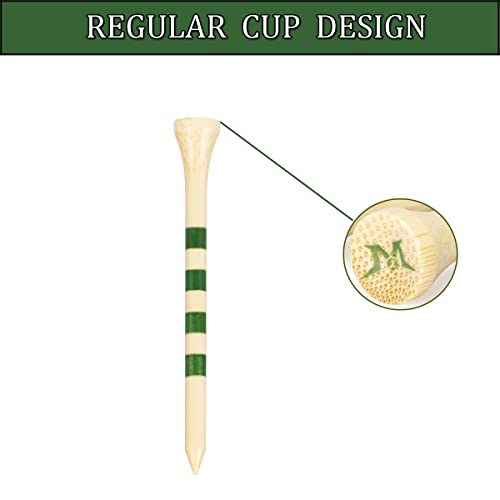 MAZEL Natural Wood/Bamboo Golf Tees 2 3/4 Inch & 3 1/4 Inch,Pack 50 or 120,Reduce Friction & Side Spin,More Stable Golf Tees