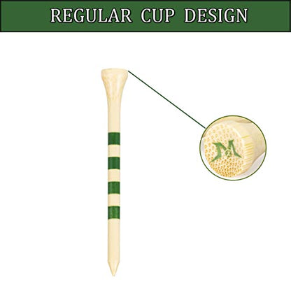 MAZEL Natural Wood/Bamboo Golf Tees 2 3/4 Inch & 3 1/4 Inch,Pack 50 or 120,Reduce Friction & Side Spin,More Stable Golf Tees