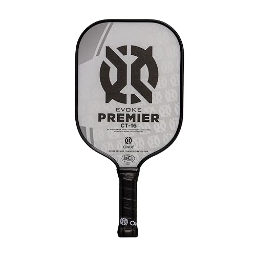 Onix Evoke Premier Professional Tournament Pickleball Paddle Composite Face Impact Paddle Shape - color: White, size: Medium, style: 16mm