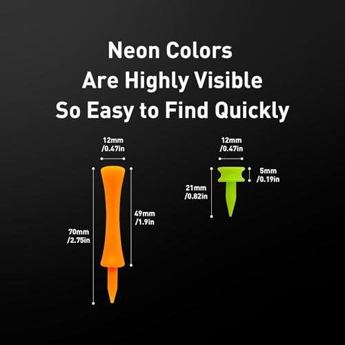 VEASAERS Golf Castle Tees Plastic Step Down Unbreakable Mixed Value 60 Count, 2 3/4, 2 1/4, 1 1/2 Inch Tee Length Pack Available for Practice - color: Orange+Green