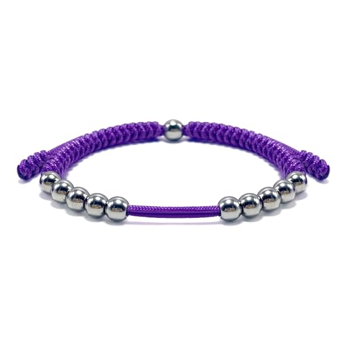 Premium Golf Stainless Steel 10 Bead Score Counter Bracelet, Golf Stroke Count Bracelet, Resizable Easy Adjust Golf Round Scoring Tracker, Durable Stylish Golf Accessory - style: Light Purple