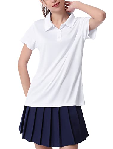 3-Pack Women's Short-Sleeve Sport Polo Shirts Quick Dry Moisture-Wicking Activewear Polos Tops for Work