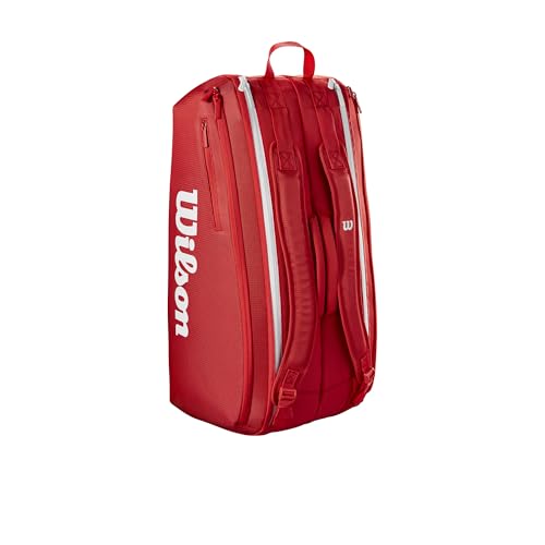 WILSON 2025 Super Tour Red Tennis Racket Bags - size: Racket Bag - Holds up to 9 Rackets