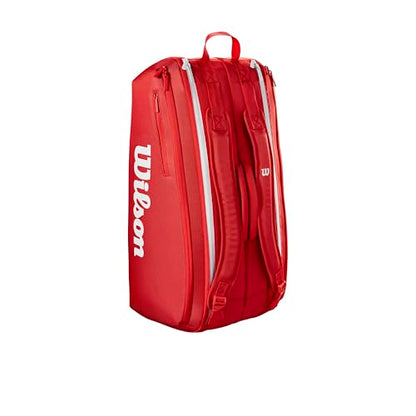 WILSON 2025 Super Tour Red Tennis Racket Bags - size: Racket Bag - Holds up to 9 Rackets