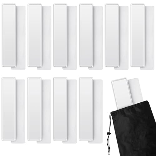 Blueweenly 10 Pcs White Court Line Marker Kit Flat Rectangular Gym Floor Spot Boundary Markers Agility Training Accessories for Soccer Basketball Volleyball Badminton Outdoor - color: White