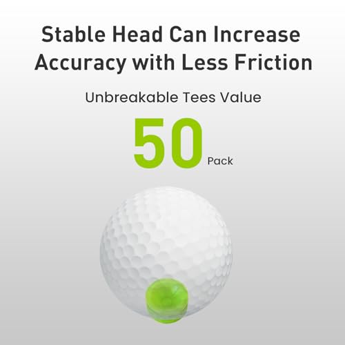Amy Sport Golf Tees Step Down Plastic Unbreakable 50 Pack Reusable Bulk Professional Height Control Castle Tee for Practice - color: 50 Pack 1 in Green