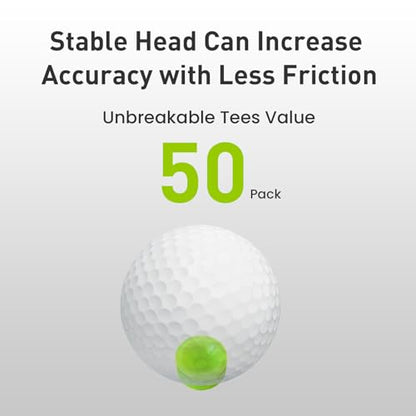 Amy Sport Golf Tees Step Down Plastic Unbreakable 50 Pack Reusable Bulk Professional Height Control Castle Tee for Practice - color: 50 Pack 1 in Green