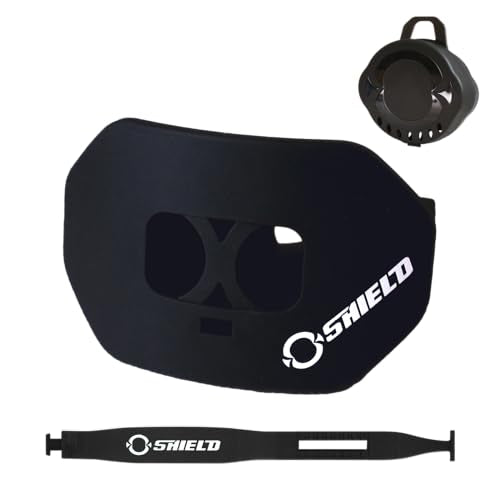 O Shield Core Football Mouth Guard with Detachable Strap, No Boil Brace Friendly Lip Guard for Football, 7v7, Flag Football and Training - color: Black