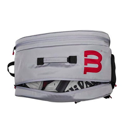 WILSON Super Tour Pickleball Bag - Holds up to 3 Paddles, Grey/Red/Black