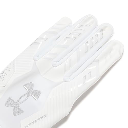 Under Armour F9 Nitro Football Gloves - color: (100) White / Distant Gray / Metallic Silver, size: Large