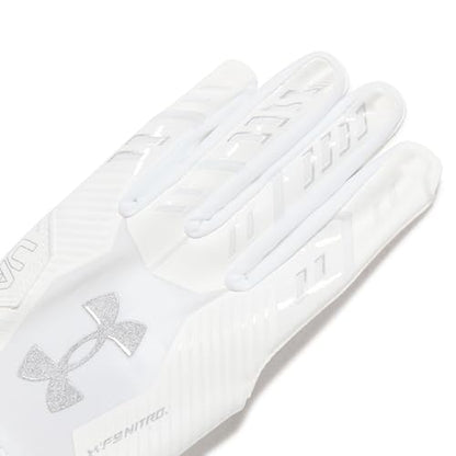 Under Armour F9 Nitro Football Gloves - color: (100) White / Distant Gray / Metallic Silver, size: Large