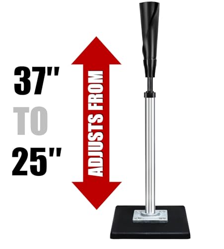 LOMGWAYS Baseball/Softball Batting Tee-Height Adjustable Premium Portable Baseball Tee with Removable Rubber Top and Heavy-Duty Base for All Ages - style: Silver 25"-37"(Carry Bag)