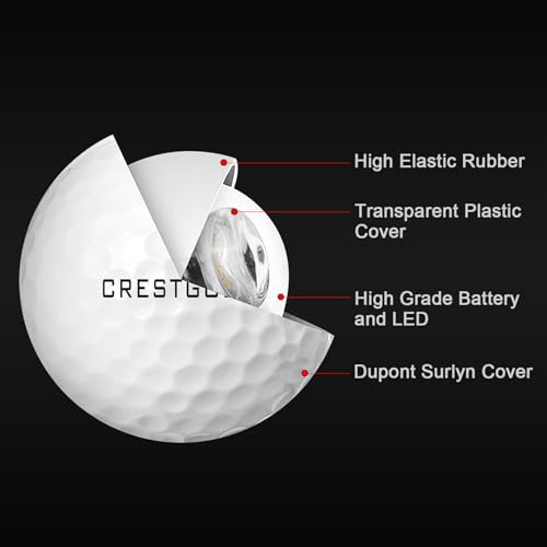 Crestgolf Glow in The Dark Golf Balls with Glow Tees, Super Bright Light Up LED Balls with 12-Minute Reset Timer, Fun Gift for Men and Women, Backyard Putting Greens - color: Red/Blue/Green/White/Yellow/Pink