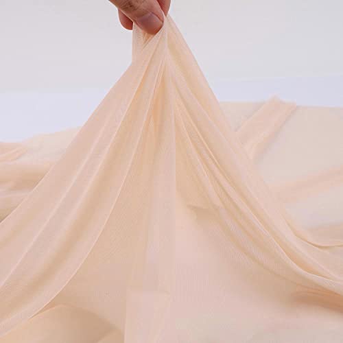 Ultrathin 4-Way Stretch Net Fabric Nylon Spandex Power Mesh Lightweight Sheer, Pre-Cut 5 Yards Long 60" Wide, (Peachy Nude) - color: Peachy Nude