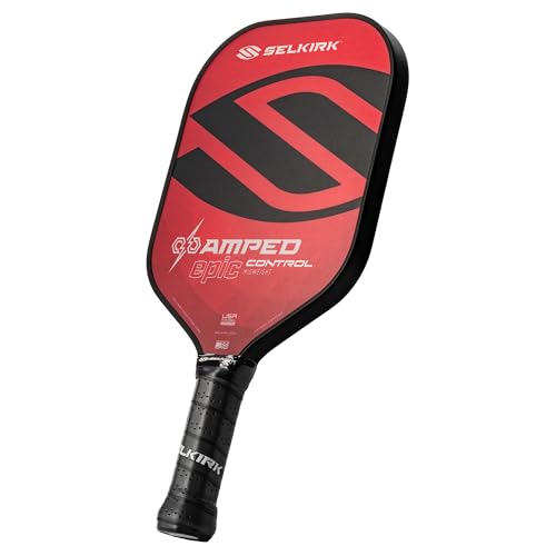 Selkirk Sport Amped Control Pickleball Paddle | Precision & Control Fiberglass Pickleball Paddles | 16mm X5 Core | Made in USA - color: Red | Midweight, size: Epic (All-Around)