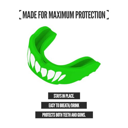 2 Pack Nxtrnd Rush Dual Layer Mouthguard, Custom Fit Sports Mouthpiece for Football, Boxing, MMA, Basketball, Hockey, Lacrosse, Youth & Adult (Green) - color: Green