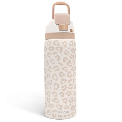 Leopard Print Insulated Stainless Steel Water Bottle with Straw for Sports and Travel, 32oz, Gifts for Women Girls Friends Teens Birthday Christmas (Beige) - color: Leopard 1