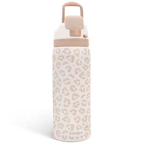 Leopard Print Insulated Stainless Steel Water Bottle with Straw for Sports and Travel, 32oz, Gifts for Women Girls Friends Teens Birthday Christmas (Beige) - color: Leopard 1