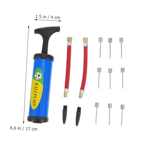 Ciieeo 14pcs Manual Mini Balls Inflator Set with Ball Needles, Blue Portable Pump Kit for Basketball Soccer Football Inflation, Handheld Sports Air Pump for Team Training and Games