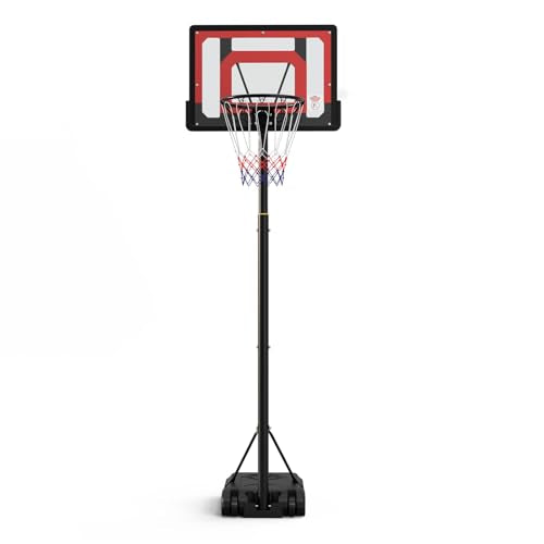 Basketball Hoop Outdoor 33/44/48 Inch Shatterproof PC Backboard, 4.92-10FT Stepless Adjustable Height, Portable Basketball Hoop with Wheels for Backyard, Driveway and Court - size: 33 Inch Backboard