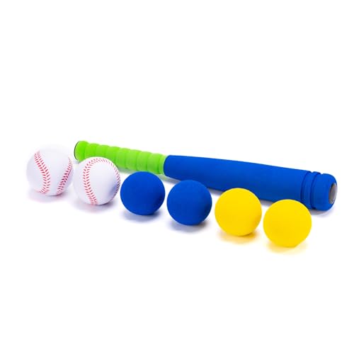 CeleMoon 16.5 Inch [Mini Size] Soft Kids Foam Baseball Bat Toy Set with 6 Balls, Gift for Toddler Age 3 Years Old Indoor Outdoor Sport T Ball Bat Playing Sport Game (Blue)