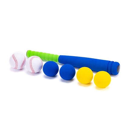 CeleMoon 16.5 Inch [Mini Size] Soft Kids Foam Baseball Bat Toy Set with 6 Balls, Gift for Toddler Age 3 Years Old Indoor Outdoor Sport T Ball Bat Playing Sport Game (Blue)