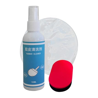 Pong Paddle Rubber Cleaner - 100ml Racket Care Agent with Sponge,Cleans Dust, Oil Stains, Sweat from The Rubber to Maintain Its Good Grip and Elasticity