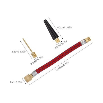 1 Set Bike Valve Adapter Set with Needles & Extension Hose, Air Pump Nozzle Kit with Replacement O-Rings for Road/Mountain Bikes, Basketball, Soccer