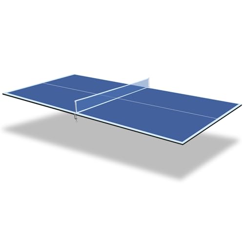 Ping Pong Table Top for Billiard Table - 6FT/7FT/8FT/9FT Foldable Table Tennis Topper with Net & Premium Foam Padding | Portable Table Tennis Conversion Top for Indoor & Outdoor Games - color: Blue, size: 8x4FT