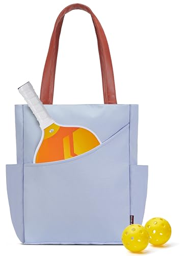Pickleball Bag for Women Stylish Nylon Tote Fits 2 Paddle, Ball, Gear, Utility Shoulder Handbag for Sports - color: Blue